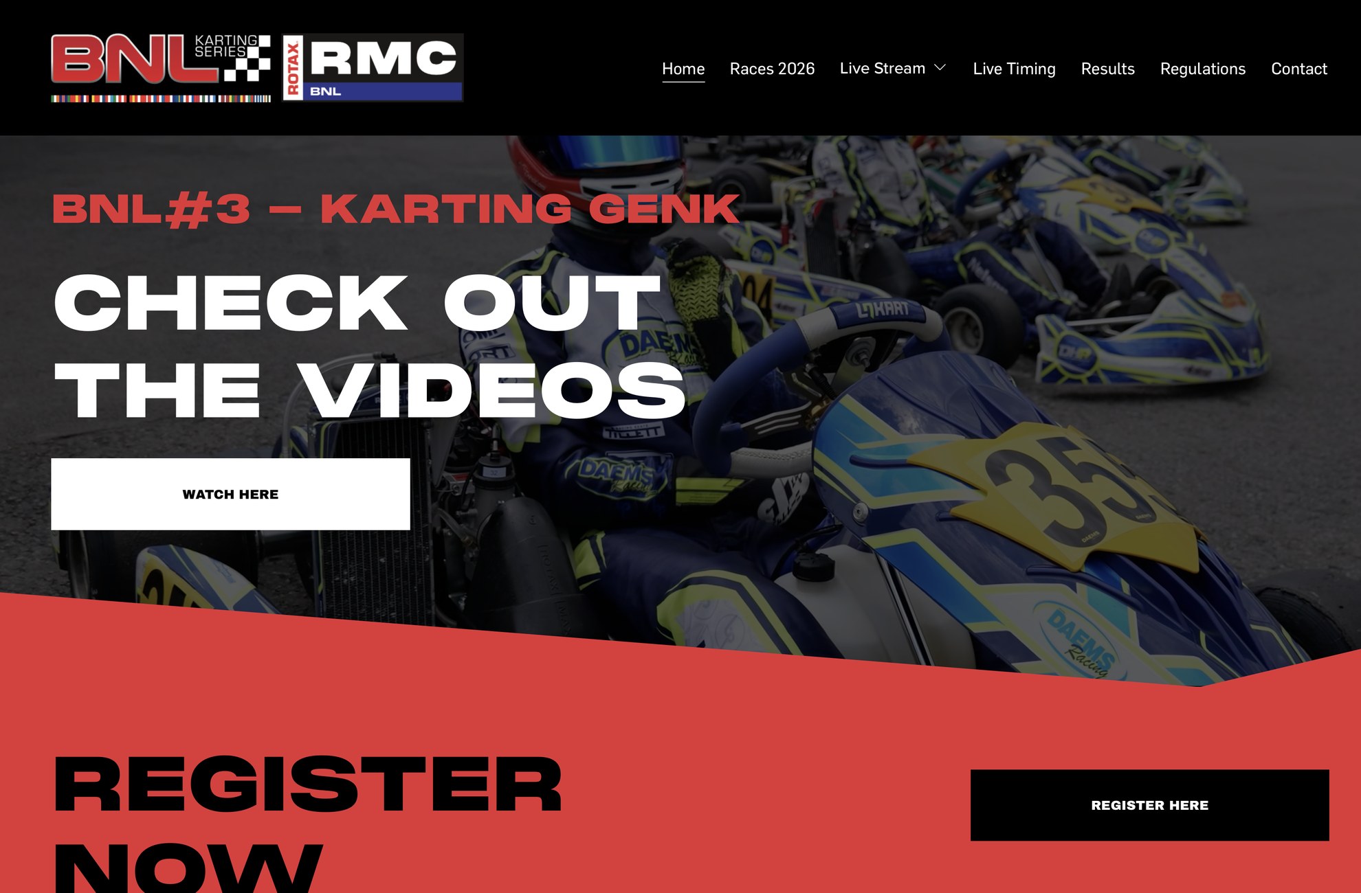 Homepagina van BNL Karting Series